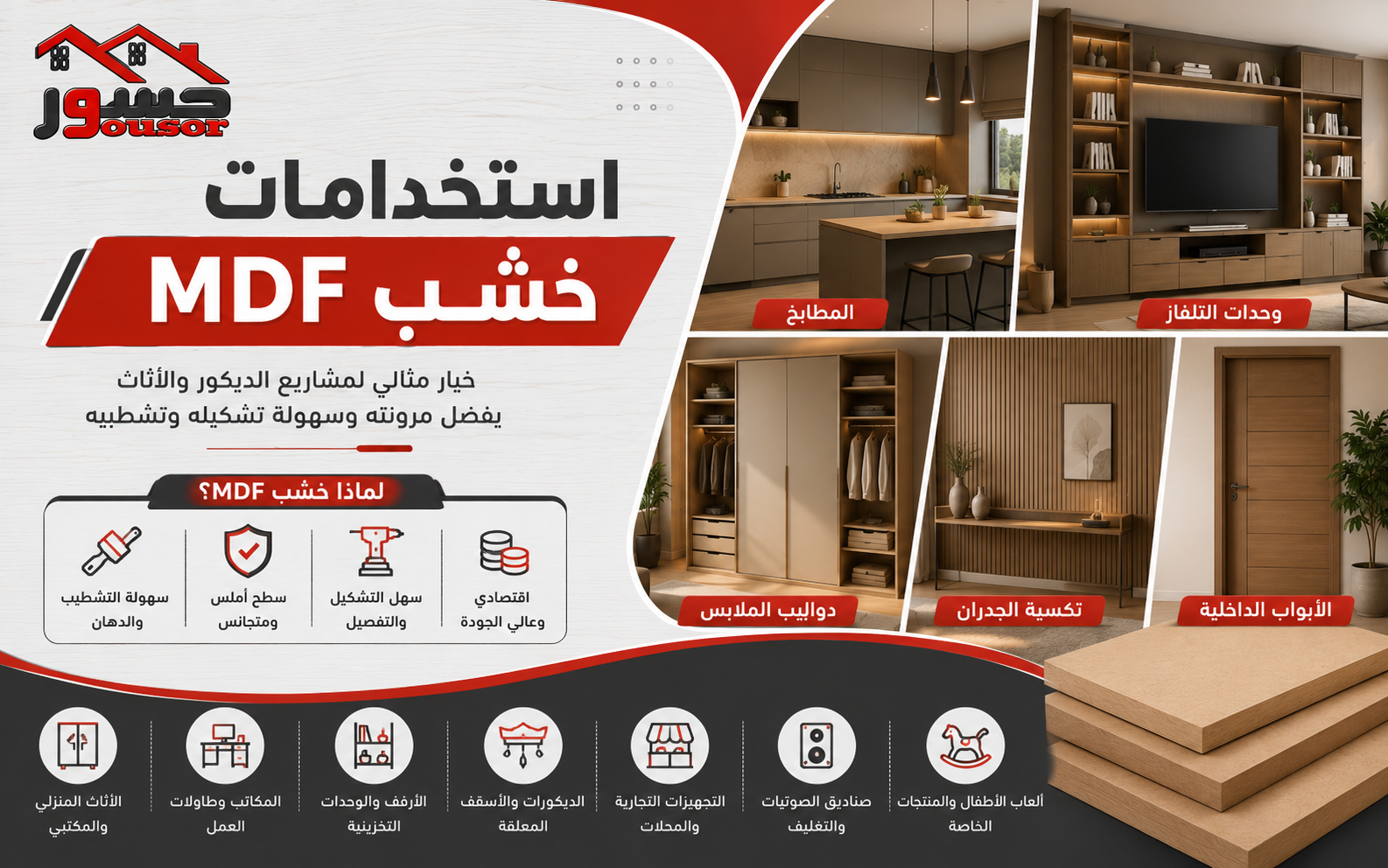 استخدامات خشب mdf